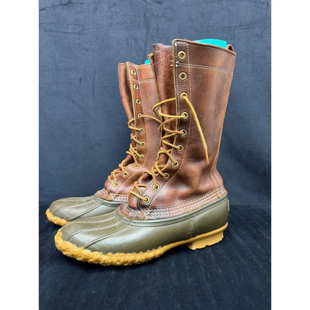 Vtg LL Bean Maine Hunting Shoe Brown Leather 11.5